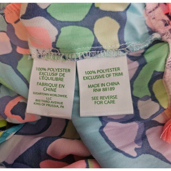 Women's Lilly Pulitzer Brinley Neon Crop Tank Top Gypsy Jungle Tassels 8 - Picture 10 of 13